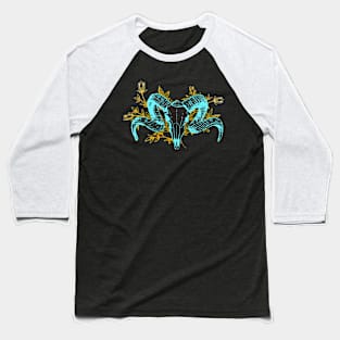 Flowered Ram Skull Howard Marsh Baseball T-Shirt